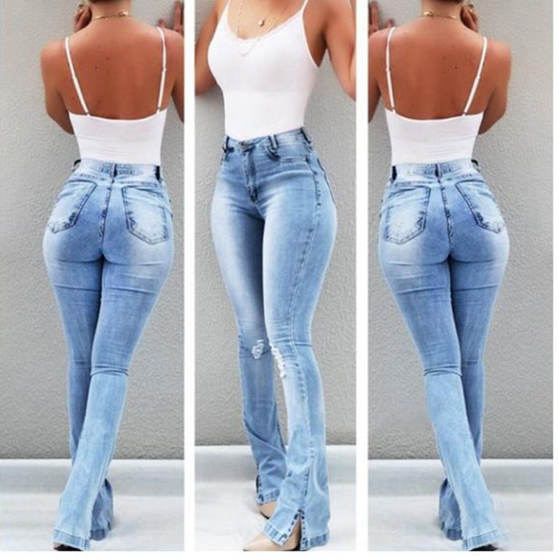 High Waist Womens Flared Jeans